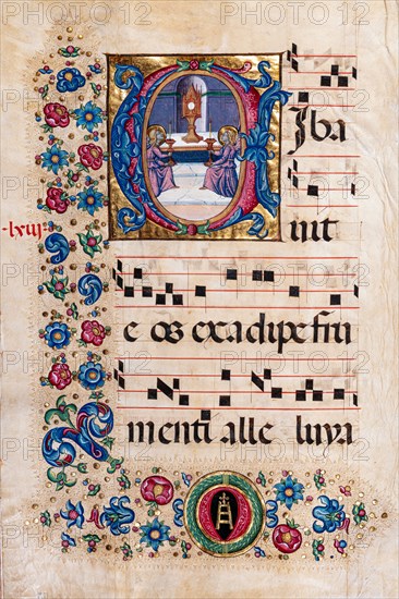 Choir book located at the Piccolomini Library in Siena