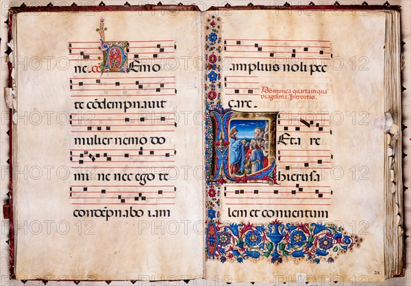 Choir book located at the Piccolomini Library in Siena