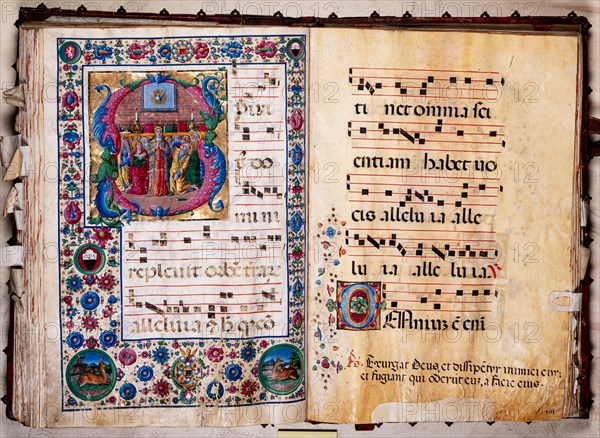 Choir book located at the Piccolomini Library in Siena