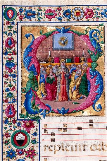 Choir book located at the Piccolomini Library in Siena