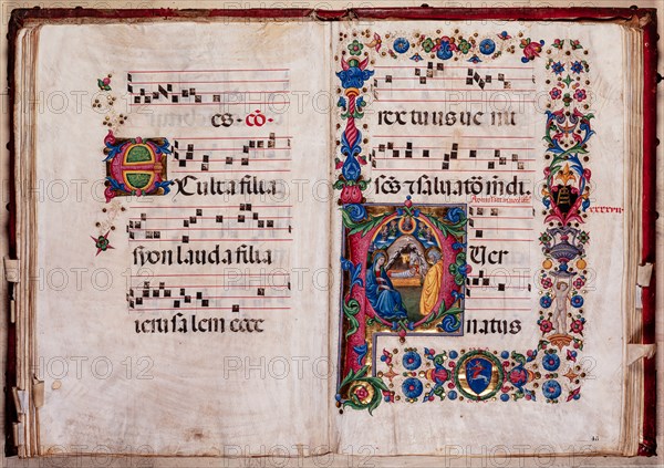 Choir book located at the Piccolomini Library in Siena