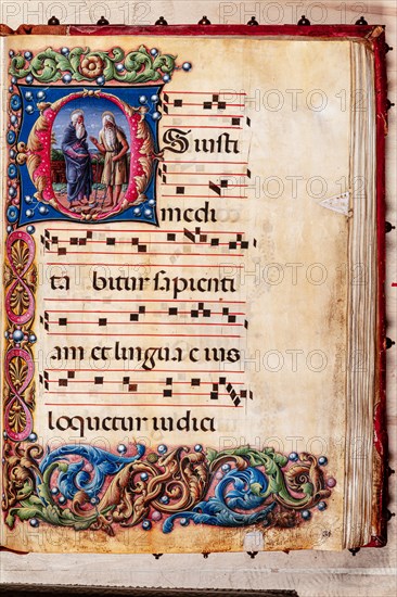 Choir book located at the Piccolomini Library in Siena