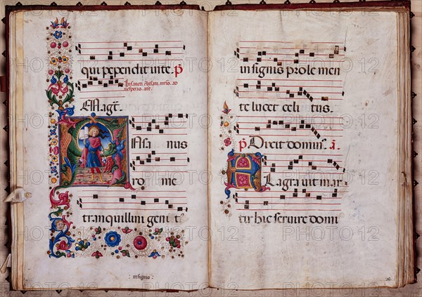 Choir book located at the Piccolomini Library in Siena