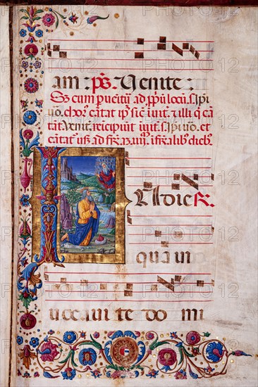 Choir book located at the Piccolomini Library in Siena