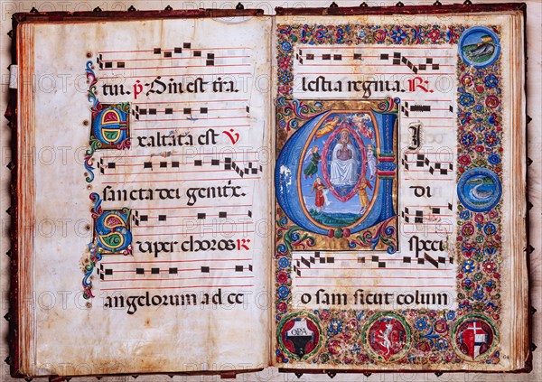 Choir book located at the Piccolomini Library in Siena