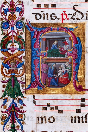 Choir book located at the Piccolomini Library in Siena