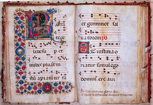 Choir book located at the Piccolomini Library in Siena