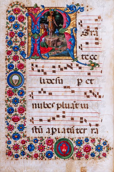 Choir book located at the Piccolomini Library in Siena