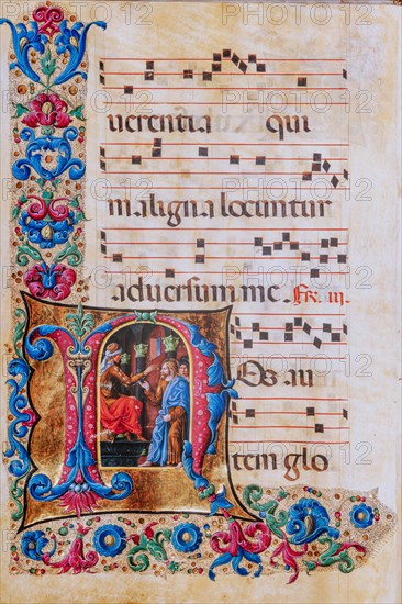 Choir book located at the Piccolomini Library in Siena