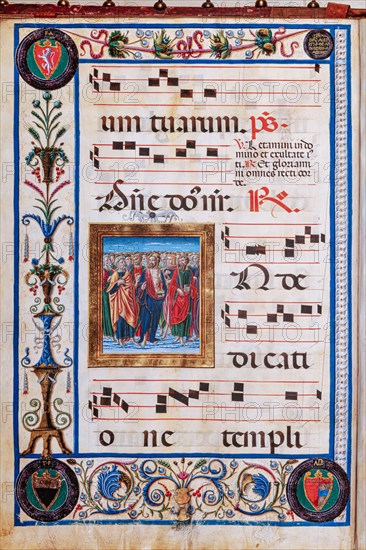 Choir book located at the Piccolomini Library in Siena