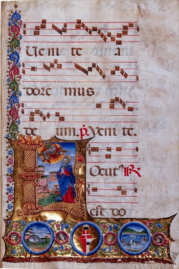 Choir book located at the Piccolomini Library in Siena