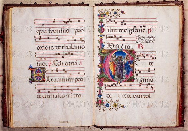 Choir book located at the Piccolomini Library in Siena