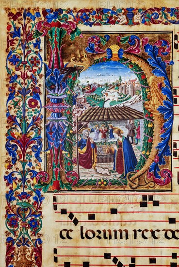 Choir book located at the Piccolomini Library in Siena