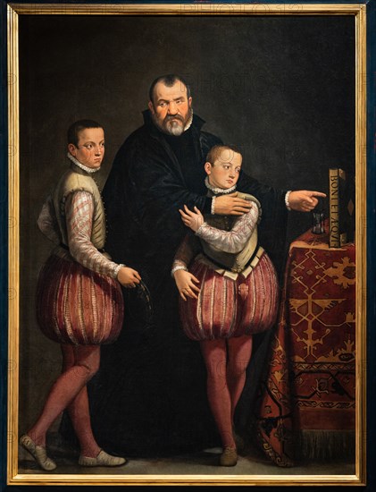 “Portrait of Giuseppe Gualdo with his children Paolo and Emilio”, by Giovanni Antonio Fasolo