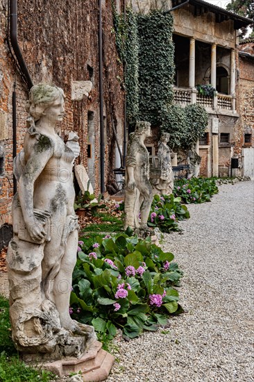 Vicenza: bust of a statue in the courtyard of the Olympic Theatre.