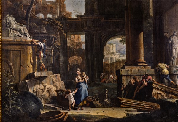 “Perspective with ruins and figures”, by Marco and Sebastian Ricci