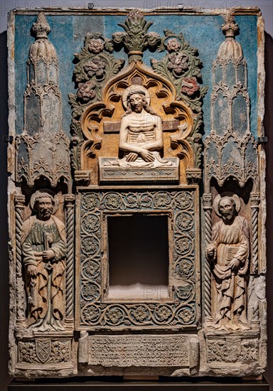 “Tabernacle of the Blessed Sacrament with Christ in the tomb between St. Peter and St. Paul”, by school of Antonino da Venezia