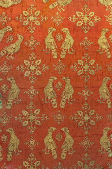 Cope called of the parrots, silk fabric made by Sicilian manufacture