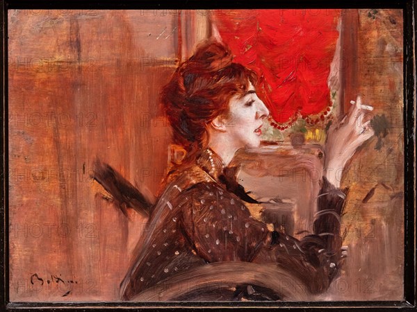 “The Red Curtain” by Giovanni Boldini