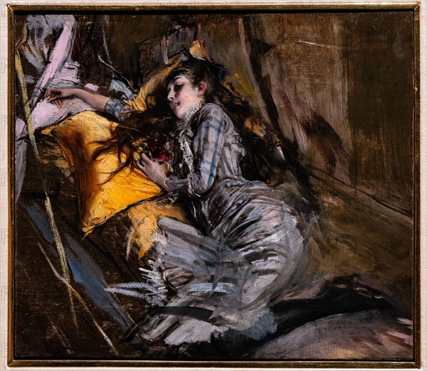 “Reclining Girl in Tartan Dress” by Giovanni Boldini