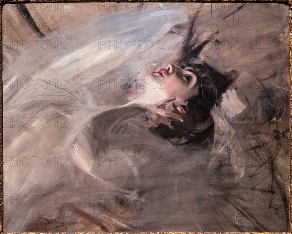 “Half Length of Young Woman lying down” by Giovanni Boldini