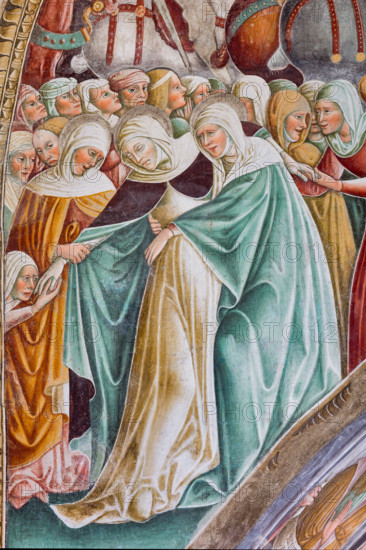 Clusone, Oratorio dei Disciplini o di San Bernardino, interno, affreschi sulla "Vita di Gesù" (1471),  dell'artista clusonese Giacomo Borlone De Buschis: particolare della Crocifissione.

[ENG] 
Clusone, Oratory of Disciplini or St. Bernardino, interior, frescoes representing the life of Jesus (1471), by Giacomo Borlone De Buschis: detail of the Crucifixion.
Clusone (BG), Lombardia - Lombardy, Italia - Italy