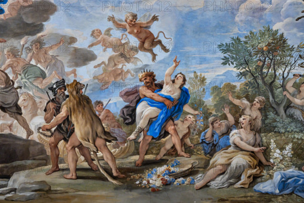 Medici Riccardi Palace, Gallery of Mirrors (or Room Luca Giordano): “The abduction of Proserpina by Pluto”. Detail of the vault. Frescoes by Luca Giordano, 1682 - 1685.
Palazzo Medici Riccardi, Firenze (FI) - Florence, Toscana - Tuscany, Italia - Italy