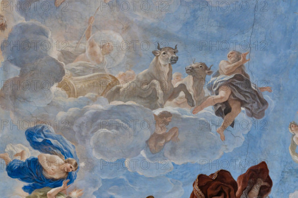 Medici Riccardi Palace, Gallery of Mirrors (or Room Luca Giordano): “The Chariot of the Moon”, detail of the vault.
Frescoes by Luca Giordano, 1682 - 1685.
Palazzo Medici Riccardi, Firenze (FI) - Florence, Toscana - Tuscany, Italia - Italy