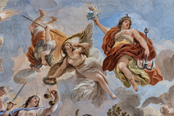 Medici Riccardi Palace, Gallery of Mirrors (or Room Luca Giordano): “The Allegory of Justice”, detail of the vault.
Frescoes by Luca Giordano, 1682 - 1685.
Palazzo Medici Riccardi, Firenze (FI) - Florence, Toscana - Tuscany, Italia - Italy
