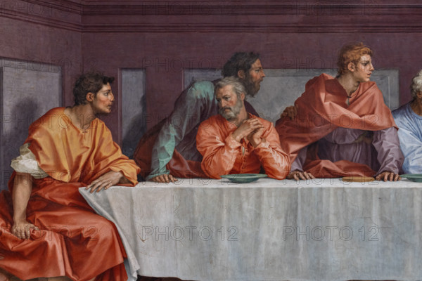 “Cenacolo”,  di Andrea del Sarto, affresco  (525x871 cm), databile al 1511-1527. L’opera è  conservata nel refettorio del monastero vicino alla chiesa di San Salvi a Firenze. Particolare con apostoli.

[ENG]
“The Last Supper”, by Andrea del Sarto, fresco (525x871 cm), datable to 1511-1527. The work is preserved in the refectory of the monastery near the church of San Salvi in Florence. Detail with apostles.
Chiesa di San Salvi, Refettorio, Firenze (FI) - Florence, Toscana - Tuscany, Italia - Italy