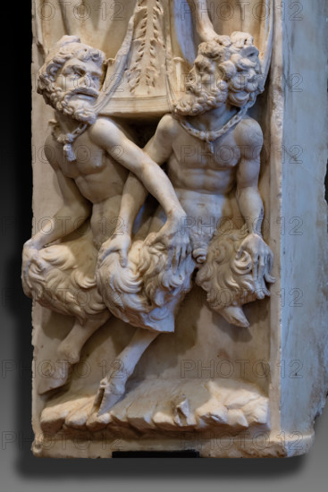 “Monumento funebre di San Giovanni Gualberto”, fondatore dell’Ordine Vallombrosano. Opera di Benedetto da Rovezzano, marmo bianco, 1505-13. Particolare della parasta con decorazioni a grottesche e capitello.

[ENG]
The “funeral monument of San Giovanni Gualberto”, founder of the Vallombrosan Order. Artwork by Benedetto da Rovezzano, white marble, 1505-13. Detail of the pilaster with grotesque decorations and capital.
Chiesa di San Salvi, Museo del C, Firenze (FI) - Florence, Toscana - Tuscany, Italia - Italy