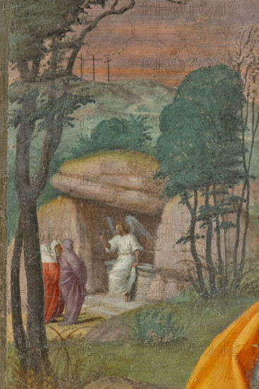 “Noli me Tangere”, di Francesco Cristofano, conosciuto come Franciabigio, affresco staccato, dalla Torre di via Porta Rossa, 1520-25. Particolare del paesaggio sullo sfondo con angelo.

[ENG]
“Noli Me Tangere”, by Francesco Cristofano, known as Franciabigio, detached fresco, from the Tower of Porta Rossa street, 1520-25. Detail of the background landscape with angel.
Chiesa di San Salvi, Refettorio, Firenze (FI) - Florence, Toscana - Tuscany, Italia - Italy