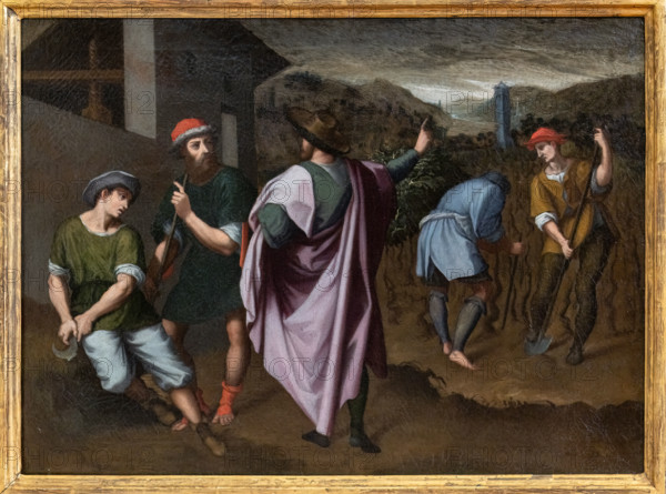 “Parabola della Vigna: la Chiamata”, di scuola toscana, da Andrea del Sarto, seconda metà del XVI secolo, dipinto a olio dall’Orto dei Serviti, Basilica della SS. Annunziata.

[ENG]
“Parable of the Vineyard: the Call”, by the Tuscan school, from Andrea del Sarto, second half of the 16th century, oil painting from the Orto dei Serviti, Basilica of SS. Annunziata.
Chiesa di San Salvi, Museo del C, Firenze (FI) - Florence, Toscana - Tuscany, Italia - Italy
