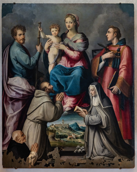 “Madonna in Gloria fra i SS Jacopo e Lorenzo, Francesco e Chiara con il committente Leonardo Bonafede”, di Michele Tosini di Ridolfo del Ghirlandaio, olio su tavola dalla Chiesa di S. Jacopo e S. Lorenzo, XVI secolo.

[ENG]
“Madonna in Glory between SS Jacob and Lawrence, Francis and Clare with the client Leonardo Bonafede”, by Michele Tosini by Ridolfo del Ghirlandaio, oil painting on panel from the Church of St. Jacob and St. Lawrence, 16th century.
Chiesa di San Salvi, Museo del C, Firenze (FI) - Florence, Toscana - Tuscany, Italia - Italy