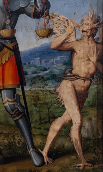 “San Michele Arcangelo”, di  Antonio del Ceraiolo, olio su tavola dalla Chiesa della SS Annunziata, 1520. L'opera deriva direttamente dall'affresco perduto del Ghirlandaio nel Cimitero di Santa Maria Nuova citato dal Vasari.
Particolare del diavolo.

[ENG]
“St Michael Archangel”, by Antonio del Ceraiolo, oil on panel from the Church of SS Annunziata, 1520. The work derives directly from the lost fresco by Ghirlandaio in the Cemetery of Santa Maria Nuova mentioned by Vasari. Detail of the devil.
Chiesa di San Salvi, Museo del C, Firenze (FI) - Florence, Toscana - Tuscany, Italia - Italy