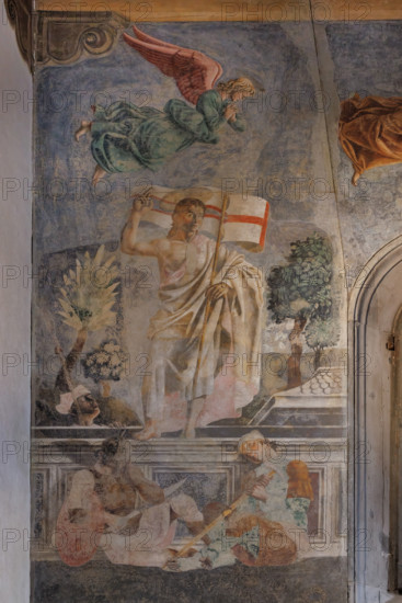 “Resurrezione”, affresco che corona “L’Ultima Cena”, affresco (453 × 975 cm)  di Andrea del Castagno, 1447 circa, conservato sulla parete ovest del refettorio del monastero di Sant'Apollonia a Firenze, oggi museo del Cenacolo di Sant’Apollonia. 

[ENG]
“Resurrection”, fresco above “The Last Supper”, (453 × 975 cm) by Andrea del Castagno, about 1447, preserved on the west wall of the refectory of the monastery of Sant'Apollonia in Florence, now the museum of the Cenacle of Sant'Apollonia.
Museo del Cenacolo di Sant'Apoll, Firenze (FI) - Florence, Toscana - Tuscany, Italia - Italy