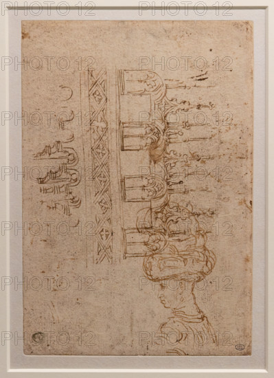 “Various studies: loggia, portrait of Niccolò III d'Este”, by Antonio di Puccio, known as Pisanello, metal point and pen on paper, 1432-5.
Musée du Louvre, Parigi - Paris, Francia - France