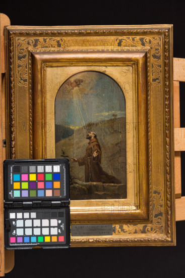 “ Bozzetto pala d’altare S. Niccolò” di Albano Lugli (1834 - 1914).
Olio su tavola,  cm. 25,5 x 14,5.
Collezione Assicoop Unipol, inv. n° 789
Collezione Assicoop - Unipol, Modena (MO), Emilia Romagna, Italia - Italy