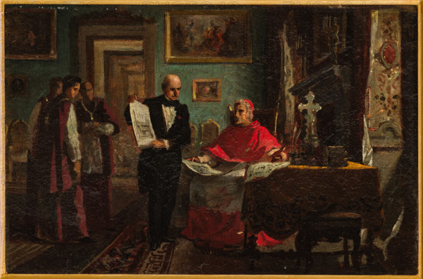 “Scena” di Prospero Piatti (FE 1840 - 1902).
Olio su cartone, cm. 26,5 x 39,5.
Collezione Assicoop Unipol, inv. n° 798
Collezione Assicoop - Unipol, Modena (MO), Emilia Romagna, Italia - Italy