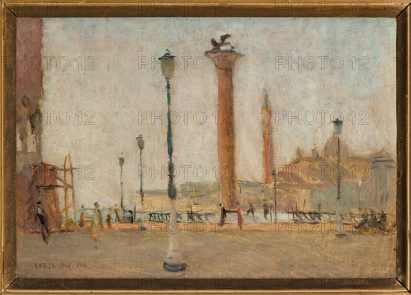 “Venezia, laguna e colonne” di Oscar Eredi (FE 1901 - 1953).
Olio su tavola, cm. 25 x 35.
Collezione Assicoop Unipol, inv. n° 805.
Collezione Assicoop - Unipol, Modena (MO), Emilia Romagna, Italia - Italy