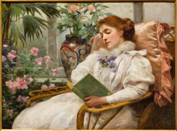 “Lettura” di ALberto Pisa (FE 1864 - 1930).
Olio su tela, cm. 
Collezione Assicoop Unipol, inv. n° 808.
Collezione Assicoop - Unipol, Modena (MO), Emilia Romagna, Italia - Italy