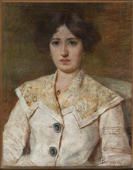 “Giovane ragazza” di Federico Bernagozzi (FE 1859 - 1916).
Olio su cartone, cm. 64 x 51.
Collezione Assicoop Unipol, inv. n° 811.
Collezione Assicoop - Unipol, Modena (MO), Emilia Romagna, Italia - Italy