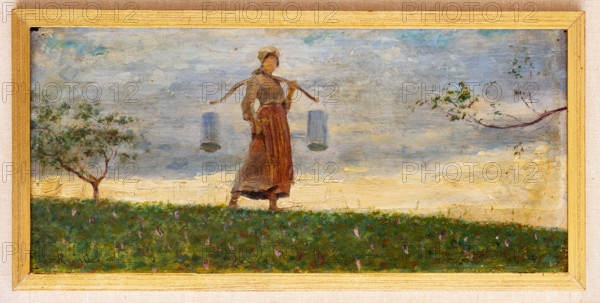 “La portatrice di latte” Umberto Ruini (1869-1955), olio su tavola, 14 x 30,5.
Collezione Assicoop - Unipol, Modena (MO), Emilia Romagna, Italia - Italy