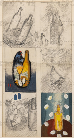 Collezione Assicoop Unipol, inv. n° 869: 
Roberto Melli; “Bozzetto pubblicitario” ;
(disegno matita e tempera, 35,5x19,5).