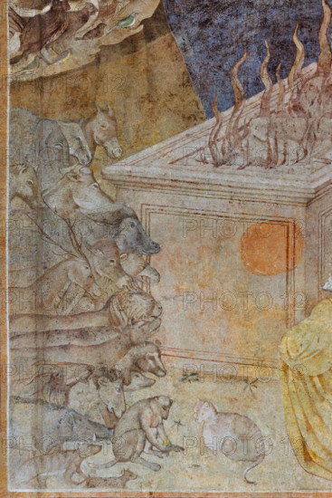 Pisa, Camposanto monumentale:
 “Sacrificio che Noè offre a Dio dopo la fine del diluvio”;  affreschi di Piero di Puccio, 1389/1391.
Particolare con animali.

[ENG]
Pisa, Monumental Cemetery: 
 “The Sacrifice Noah offers to God after the End of the Flood”; frescoes by Piero di Puccio, 1389/1391. 
Detail with animals.
Camposanto Monumentale, Pisa (PI), Toscana - Tuscany, Italia - Italy