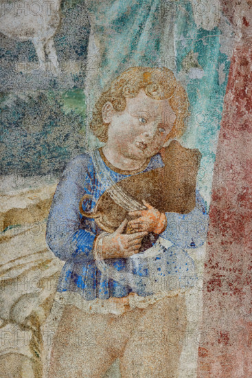 Pisa, Camposanto monumentale:
“Costruzione della Torre di Babele”, affreschi di Benozzo Gozzoli, 1469/70.
Particolare di bambino con cagnolino.

[ENG]
Pisa, Monumental Cemetery: 
 “Construction of the Tower of Babel”, frescoes by Benozzo Gozzoli, 1469/70. 
Detail of a child carrying a little dog.
Camposanto Monumentale, Pisa (PI), Toscana - Tuscany, Italia - Italy