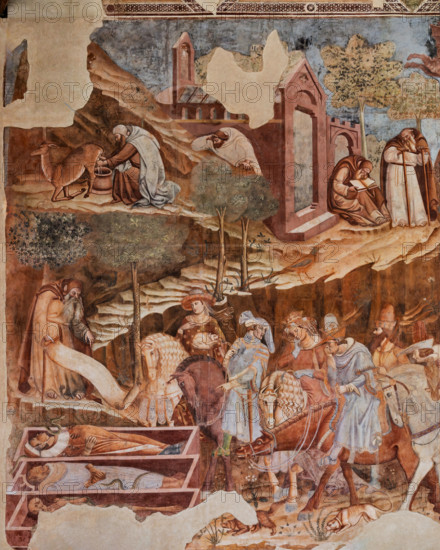 Pisa, Camposanto monumentale: ”Trionfo della Morte”, particolare degli affreschi di Buonamico Buffalmacco, 1336/1341. Dettaglio dell’incontro tra i vivi e i morti.

[ENG]
Pisa, Monumental Cemetery: "Triumph of Death," detail of the frescoes by Buonamico Buffalmacco, 1336/1341. Detail with the meeting of the dead and the alive.
Camposanto Monumentale, Pisa (PI), Toscana - Tuscany, Italia - Italy