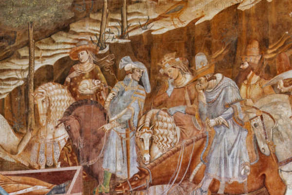 Pisa, Camposanto monumentale: ”Trionfo della Morte”, particolare degli affreschi di Buonamico Buffalmacco, 1336/1341. Dettaglio dell’incontro tra i vivi e i morti.

[ENG]
Pisa, Monumental Cemetery: "Triumph of Death," detail of the frescoes by Buonamico Buffalmacco, 1336/1341. Detail with the meeting of the dead and the alive.
Camposanto Monumentale, Pisa (PI), Toscana - Tuscany, Italia - Italy