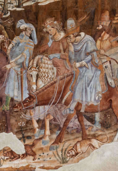 Pisa, Camposanto monumentale: ”Trionfo della Morte”, particolare degli affreschi di Buonamico Buffalmacco, 1336/1341. Dettaglio con uomini, donne, cavalli e cani.

[ENG]
Pisa, Monumental Cemetery: "Triumph of Death," detail of the frescoes by Buonamico Buffalmacco, 1336/1341. Detail with men, women, horses and dogs.
Camposanto Monumentale, Pisa (PI), Toscana - Tuscany, Italia - Italy