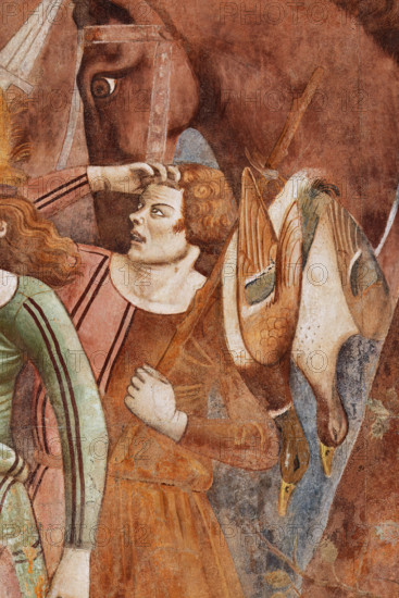 Pisa, Camposanto monumentale: ”Trionfo della Morte”, particolare degli affreschi di Buonamico Buffalmacco, 1336/1341. Dettaglio con nobili cavalieri e falconieri, cavalli e uccelli.

[ENG]
Pisa, Monumental Cemetery: "Triumph of Death," detail of the frescoes by Buonamico Buffalmacco, 1336/1341. Detail with noble knights and falconers, horses and birds.
Camposanto Monumentale, Pisa (PI), Toscana - Tuscany, Italia - Italy